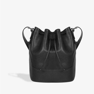 Black Leather Bucket Bag